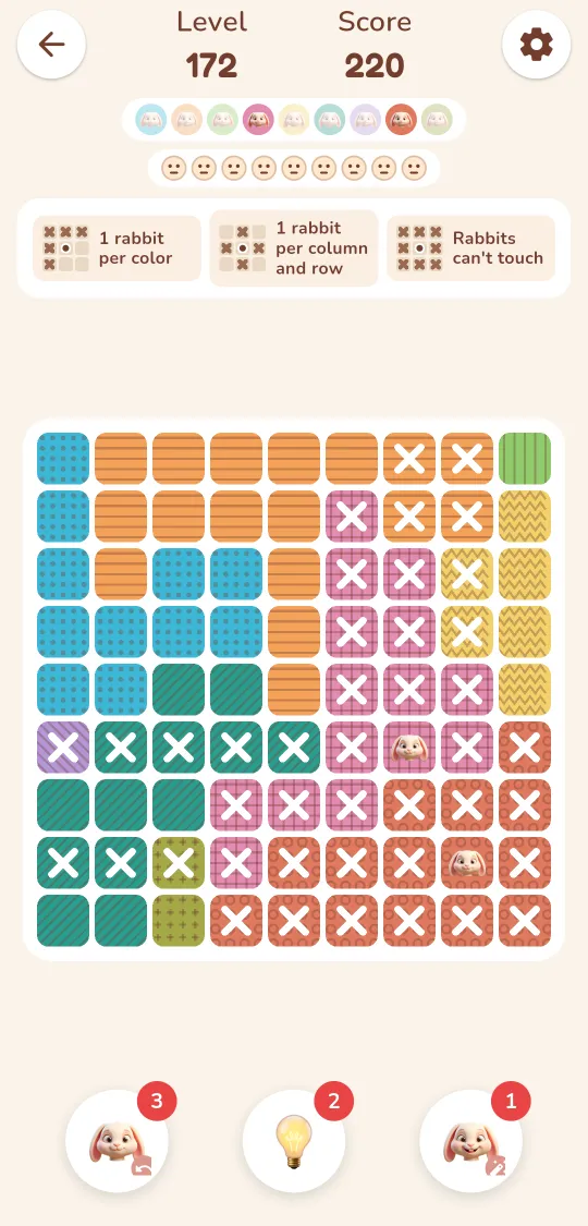 9 by 9 board with colour-blind patterns